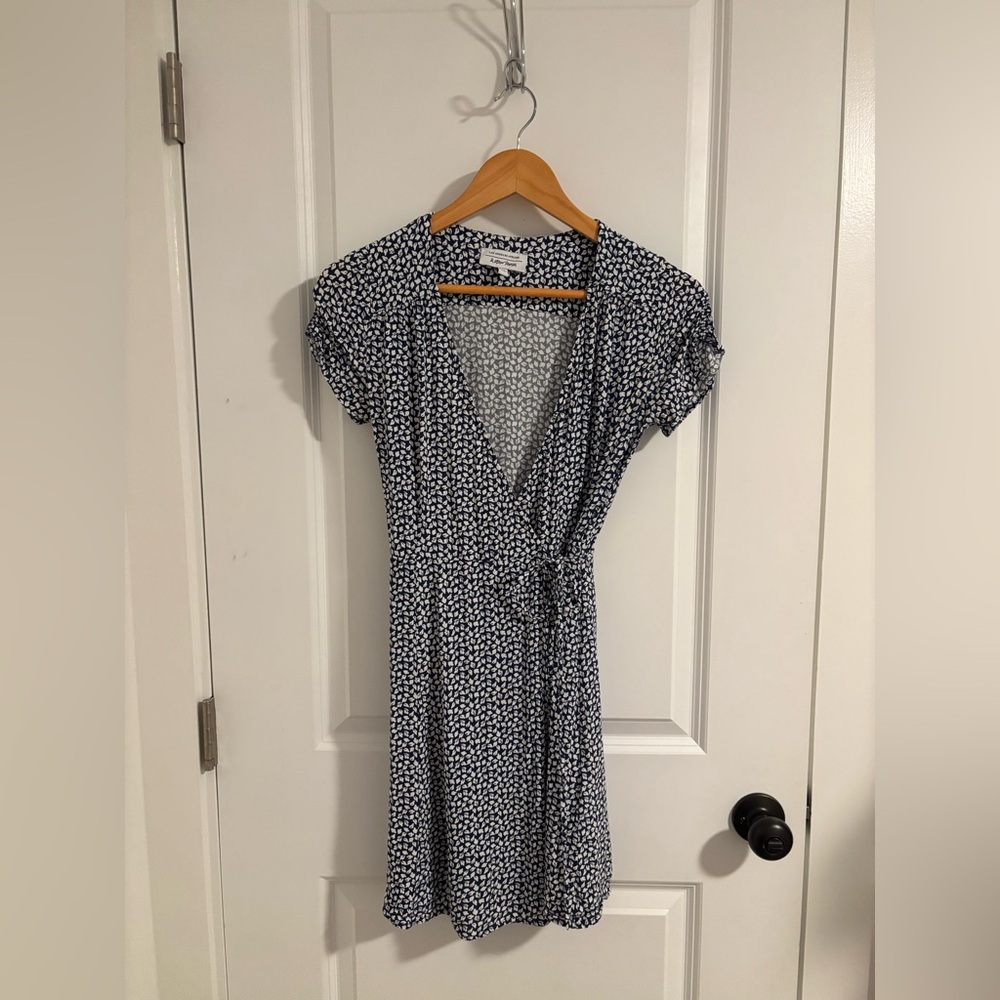 & OTHER STORIES Navy Floral Wrap Mini Dress Size XS - Picture 4 of 11
